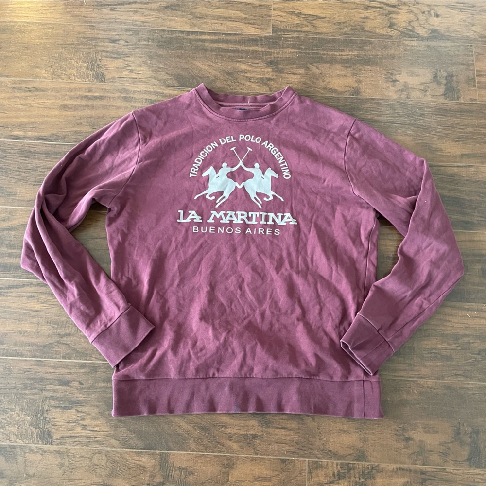La Martina Elegant Long Sleeved Crew Neck Men's Sweatshirt burgundy XL